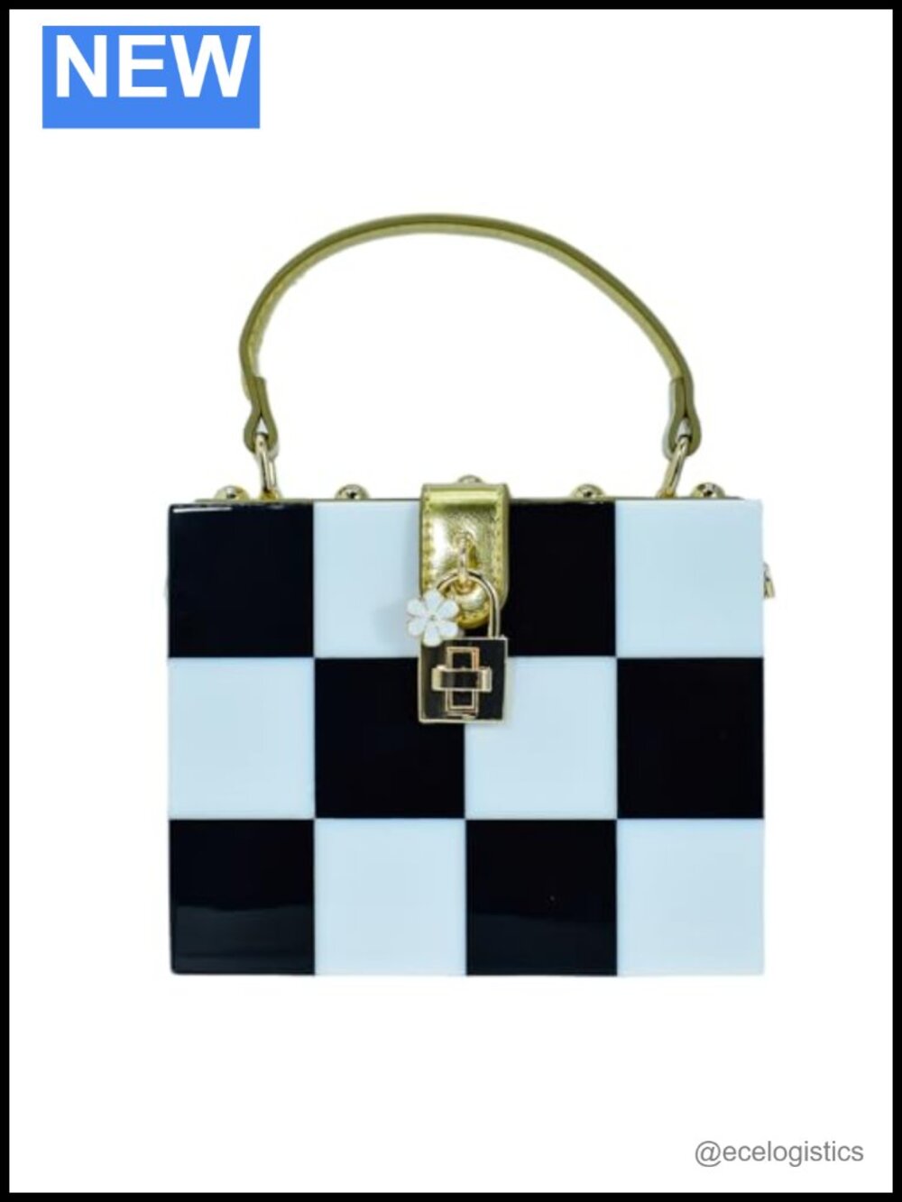 Acrylic Clutch with Chain Strap - Twist Lock Evening Bag